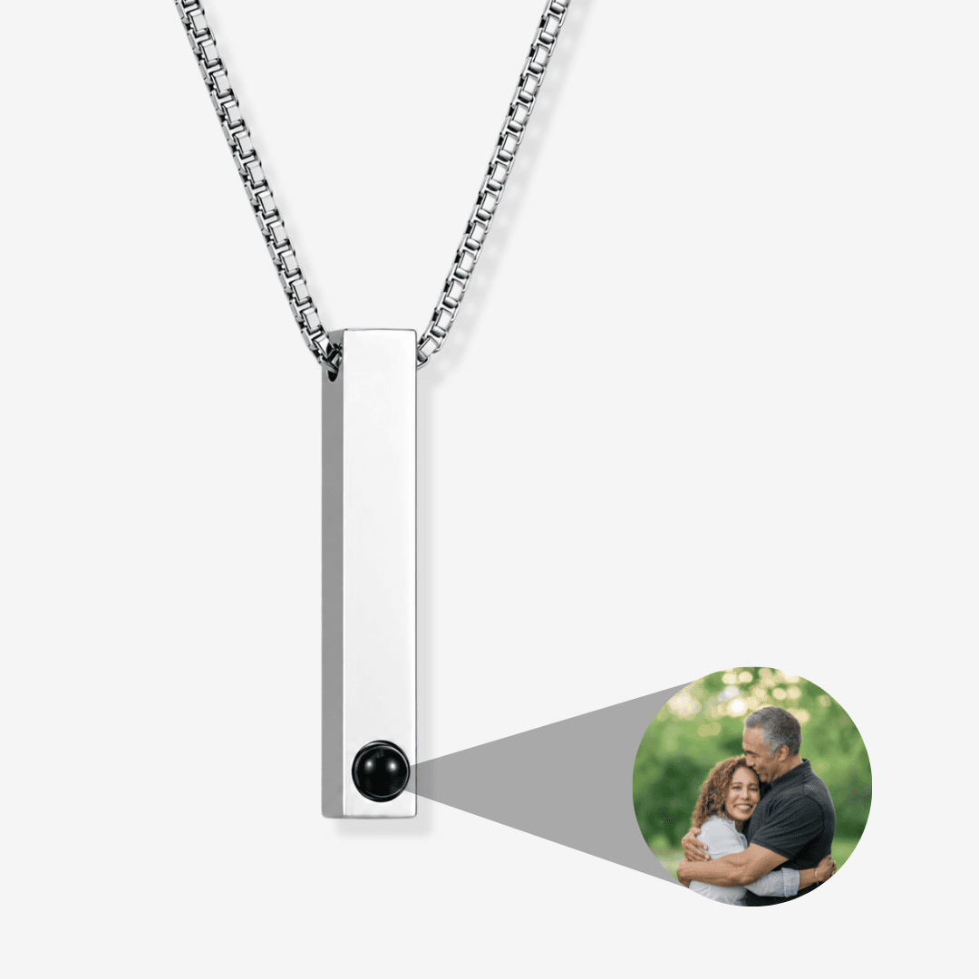 Personalisierte Halskette mit Foto - Stab, Box Chain