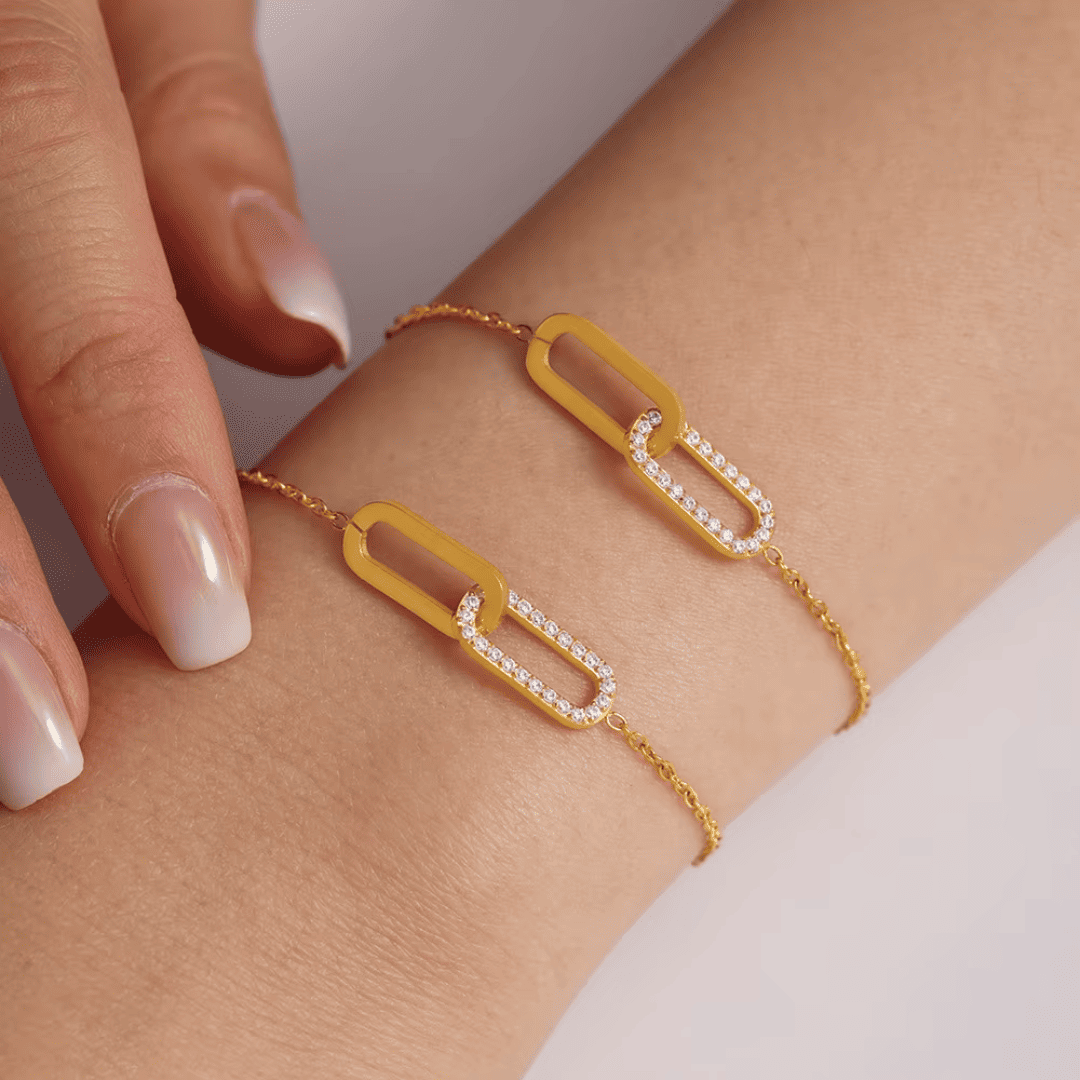 Doppelring Armband - 18K Vergoldet