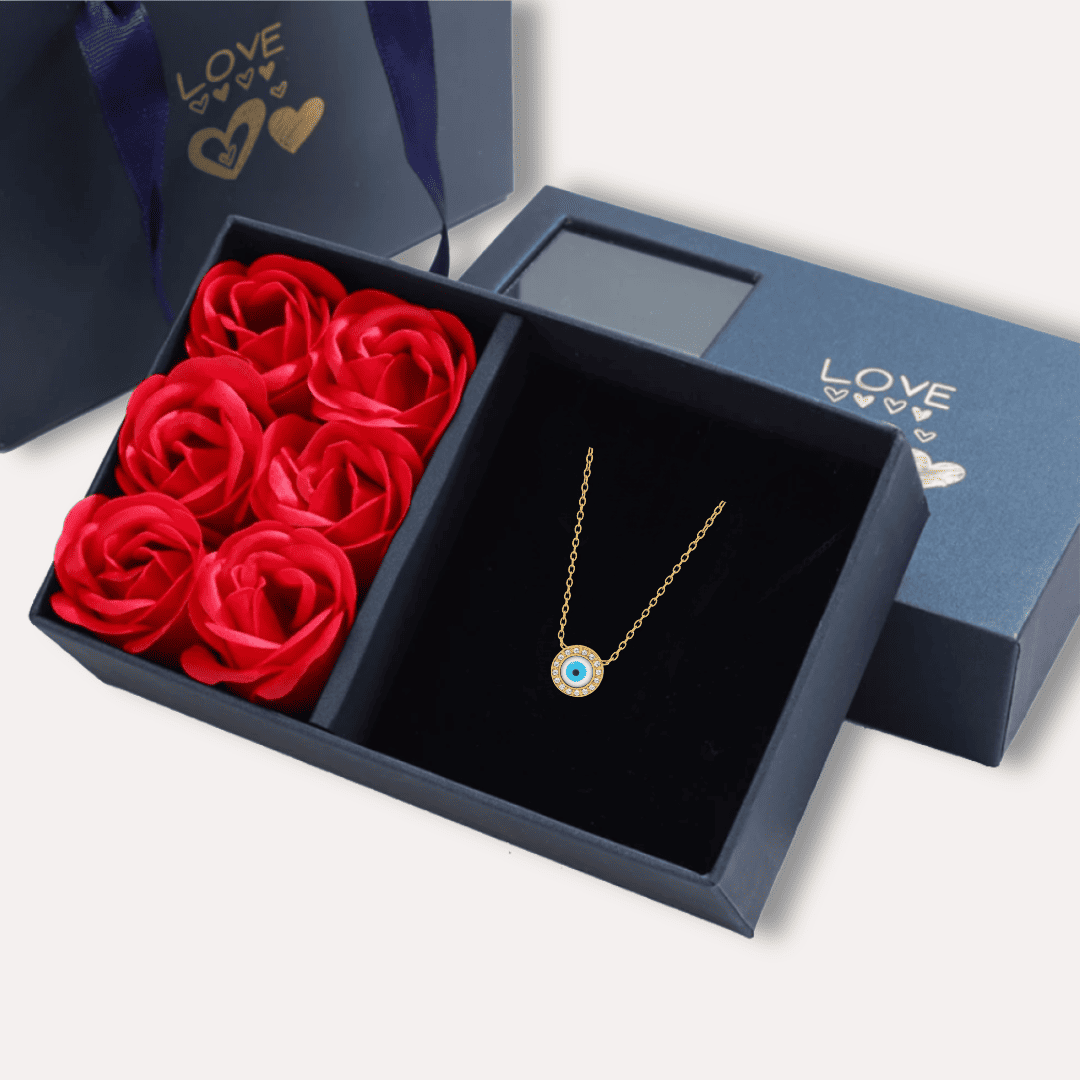 Evil Eye Halskette – 18K Vergoldet & Edelstahl