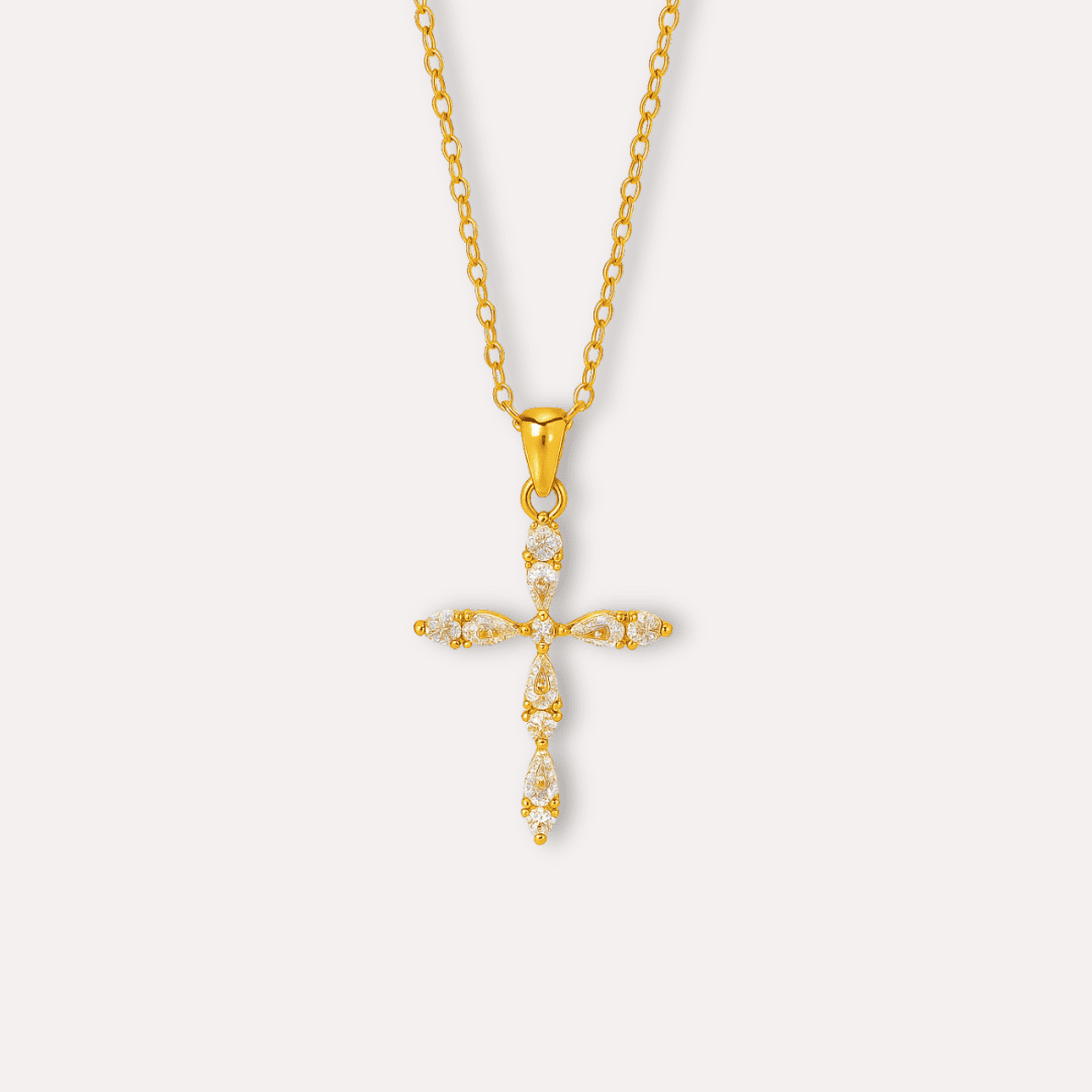 Kreuz Anhänger Halskette – 18K Vergoldet & Edelstahl