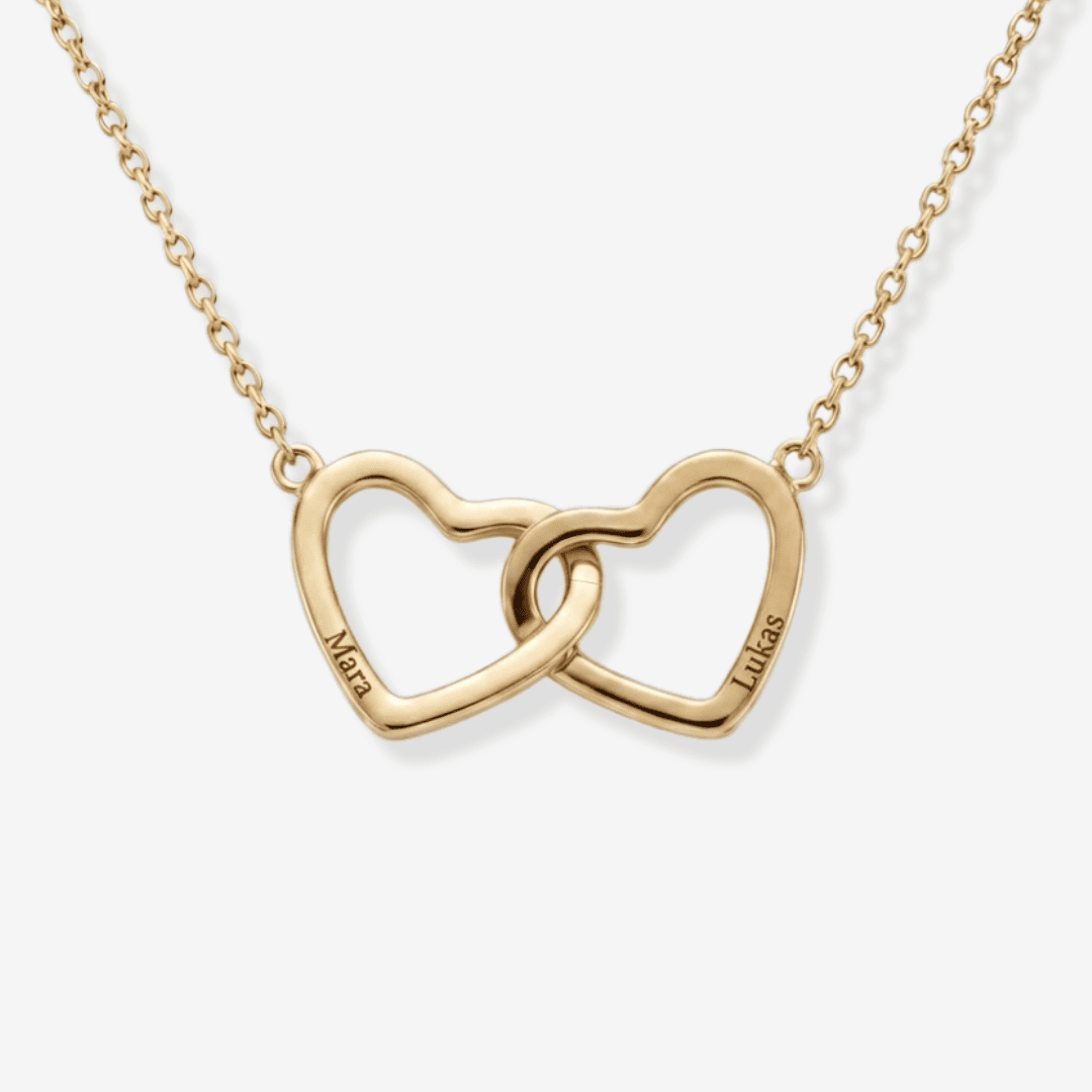 Doppelherz Kette mit Gravur