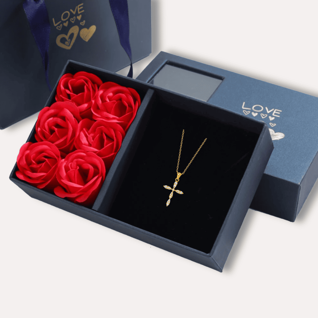 Kreuz Anhänger Halskette – 18K Vergoldet & Edelstahl