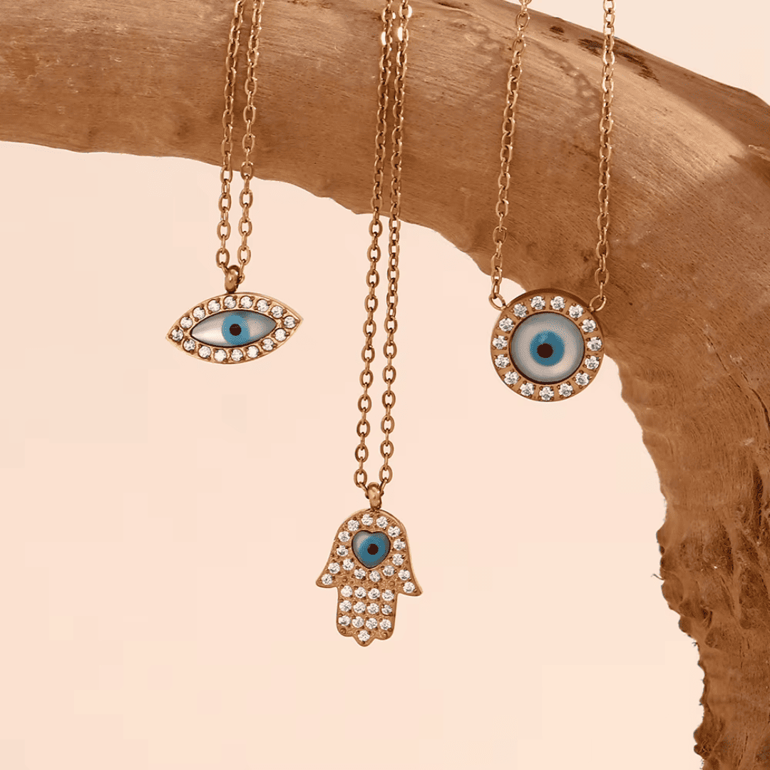 Evil Eye Halskette – 18K Vergoldet & Edelstahl