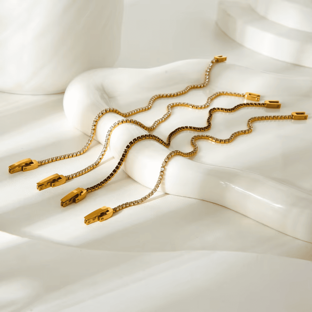 Elegantes Tennis Armband – 18K Vergoldet & Edelstahl